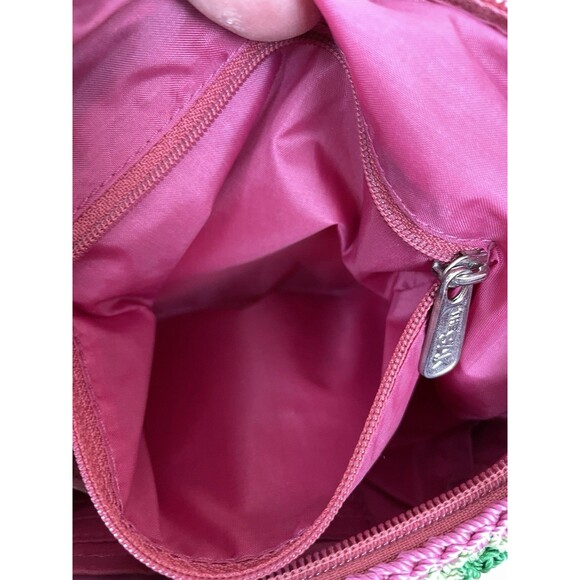 THE SAK Rainbow Crochet Crossbody Bag Boho Festival 9" x 9" Pink Tassel Keychain - Picture 11 of 14